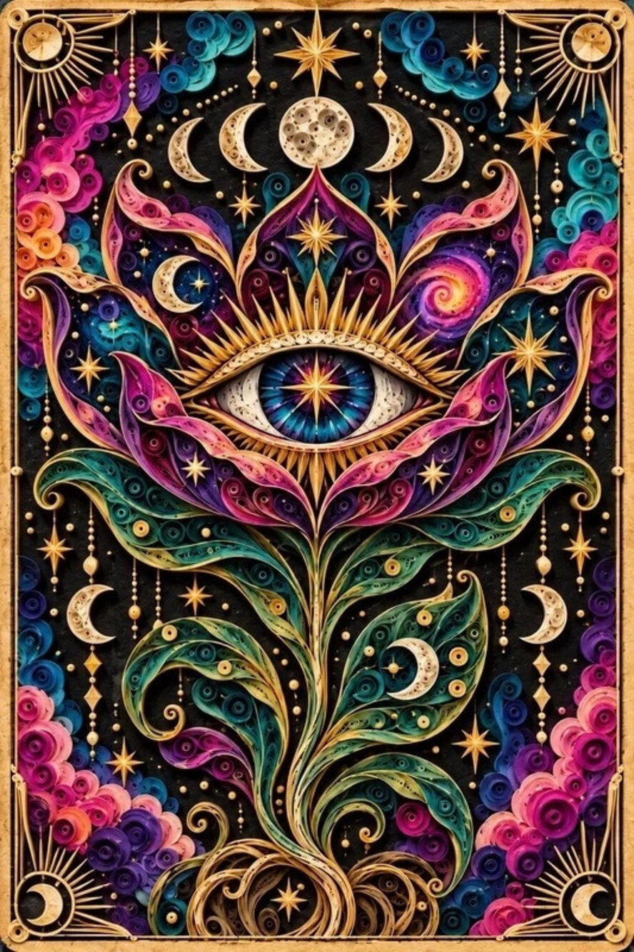 5x7 Framed Celestial Evil Eye Floral Wall Art